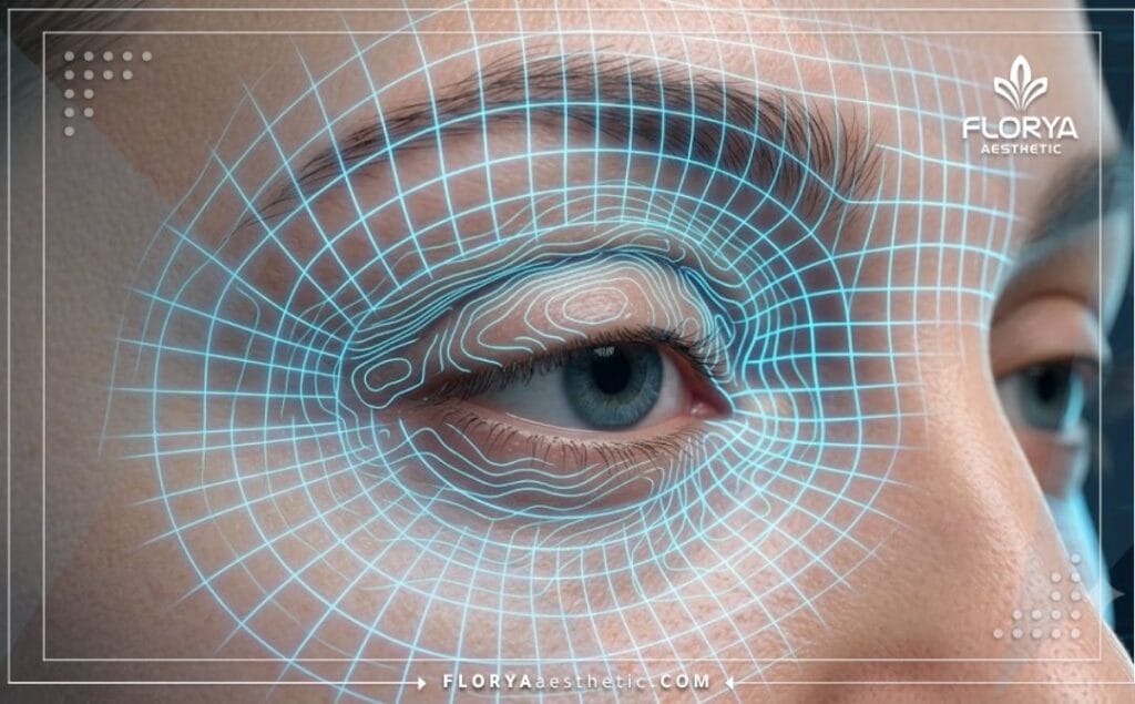 Escáner 3D de alta tecnología de la zona del párpado y el ojo