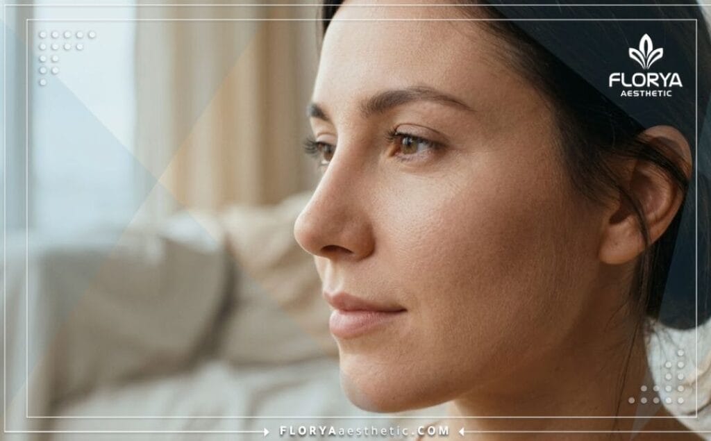 Close-up cinematic photograph showcasing the flawless and completely natural aesthetic outcome of a nose job.