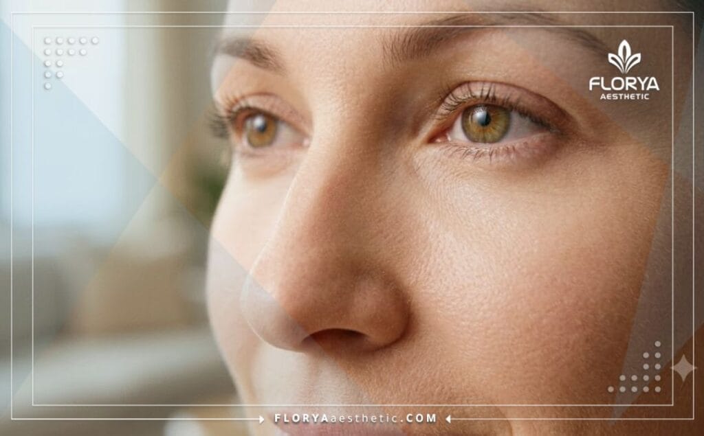 Flawless aesthetic result showing smooth and bright skin after under eye laser treatment.