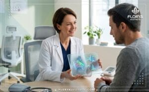 طبيب يشرح فوائد عملية تجميل الأنف الوظيفية للمريض باستخدام تقنيات حديثة.