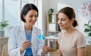 طبيب يشرح فوائد الجبيرة بعد عملية تجميل الأنف للمريض عبر جهاز لوحي رقمي