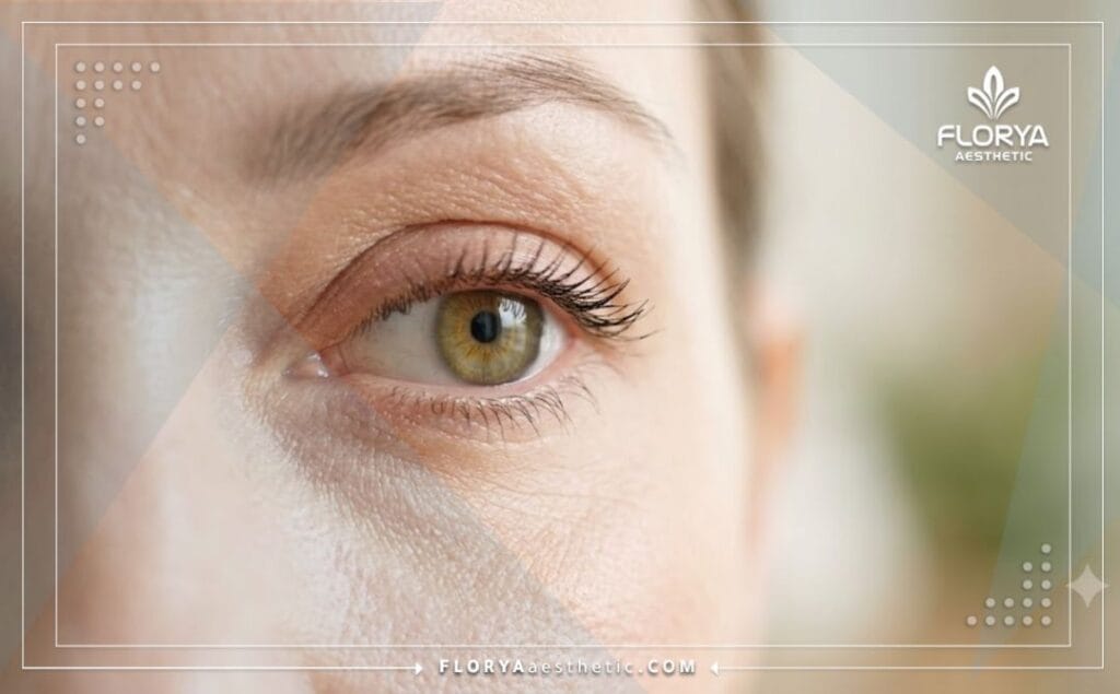 Flawless final result of eyelid aesthetic surgery with natural skin texture