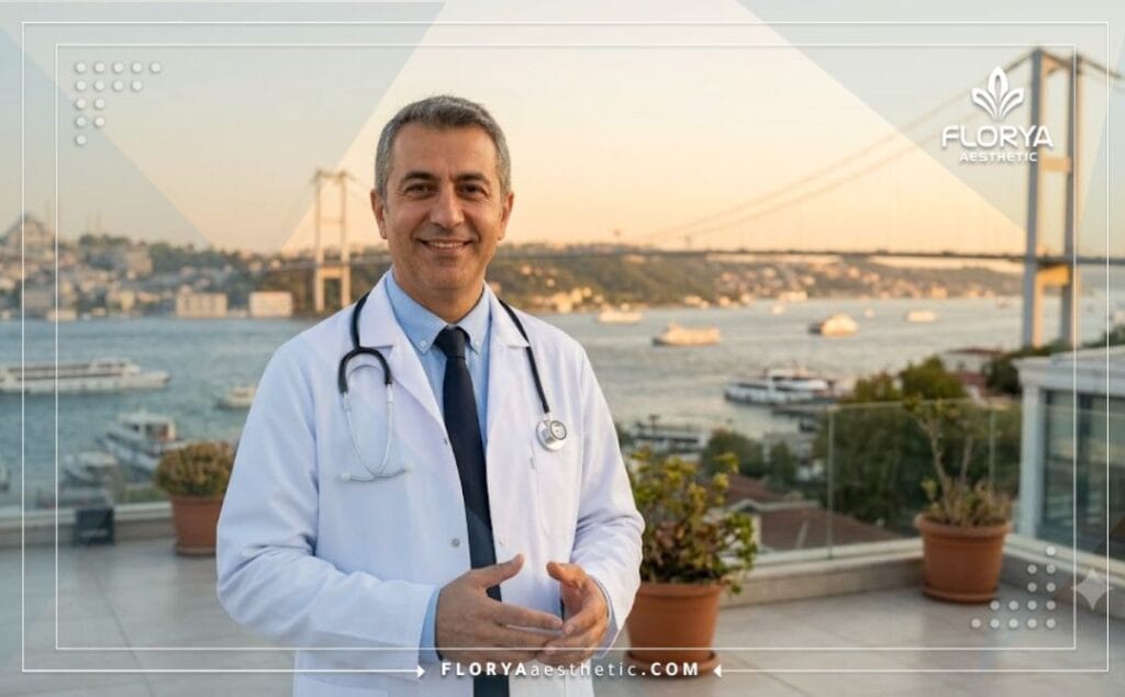 استشاري تجميل العيون يرحب بالمرضى في إسطنبول مع إطلالة على جسر البوسفور
