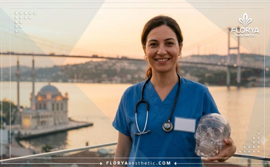 Chirurgien accueillant à Istanbul avec un monument célèbre en arrière-plan