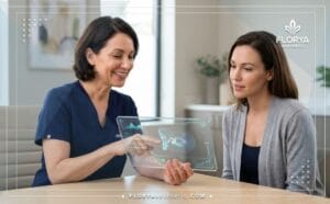 Professional doctor explaining a digital Canthopexy plan