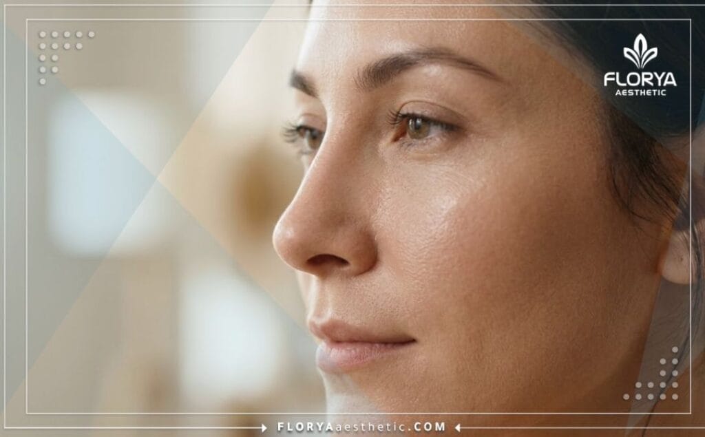Cinematic close-up showcasing the perfect, natural aesthetic result of a nose reshaping procedure.