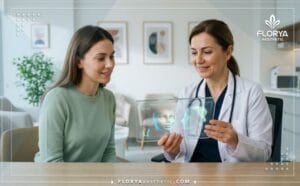 طبيب محترف يعرض خطة رقمية توضح مشاهير أجروا تجميل الأنف في تركيا باستخدام تقنيات متطورة.