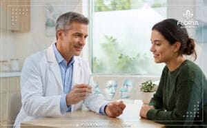 طبيب يعرض خطة علاج رقمية داخل عيادات تجميل الأنف المعتمدة في تركيا