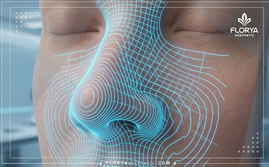 Escaneo digital 3D detallado de la región nasal para una planificación estética precisa y segura.