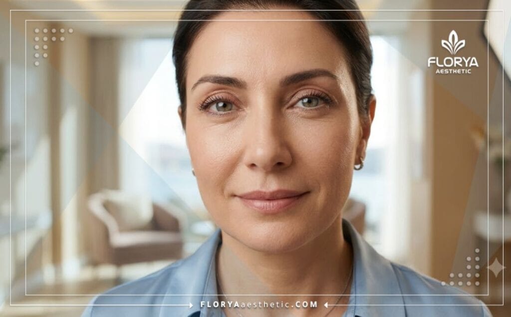 Close-up aesthetic photograph showing natural and successful eyelid surgery results.