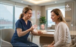 طبيب استشاري يشرح خطة العلاج الرقمية في أرخص عيادة شد جفون في تركيا للمريض