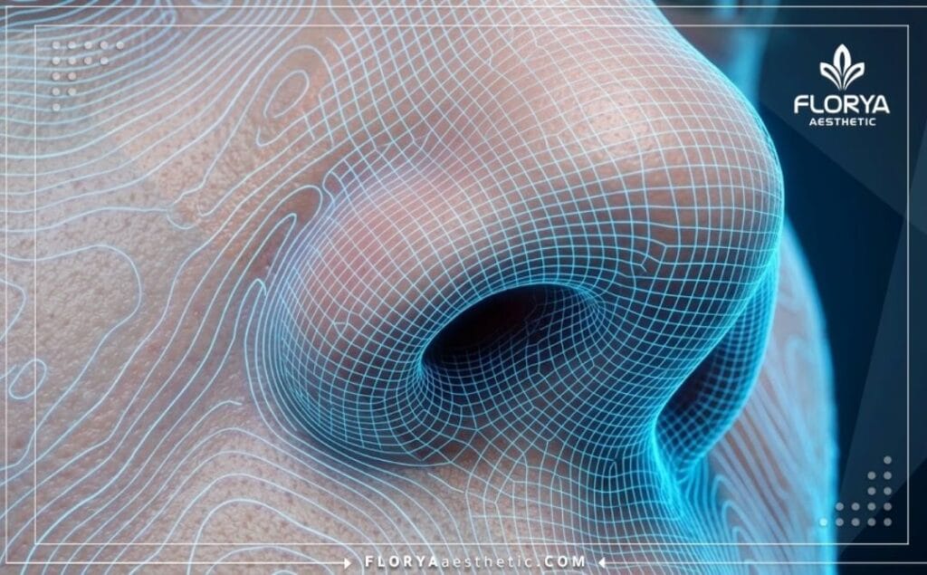 High-tech digital 3D surface scan visualizing nasal anatomy precision