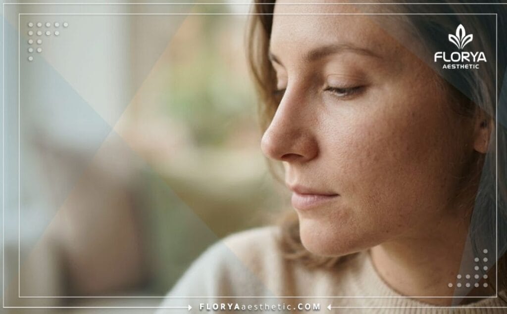 Gros plan montrant le résultat esthétique parfait et naturel de la chirurgie du nez.
