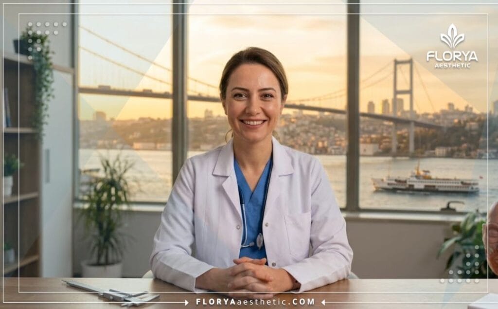 Cirujano experto en rinoplastia sonriendo cordialmente en Estambul