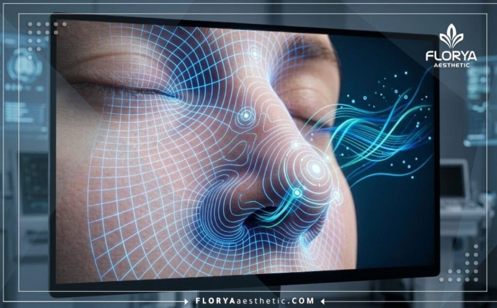 Цифровое 3D-сканирование носовой области с синей лазерной сеткой