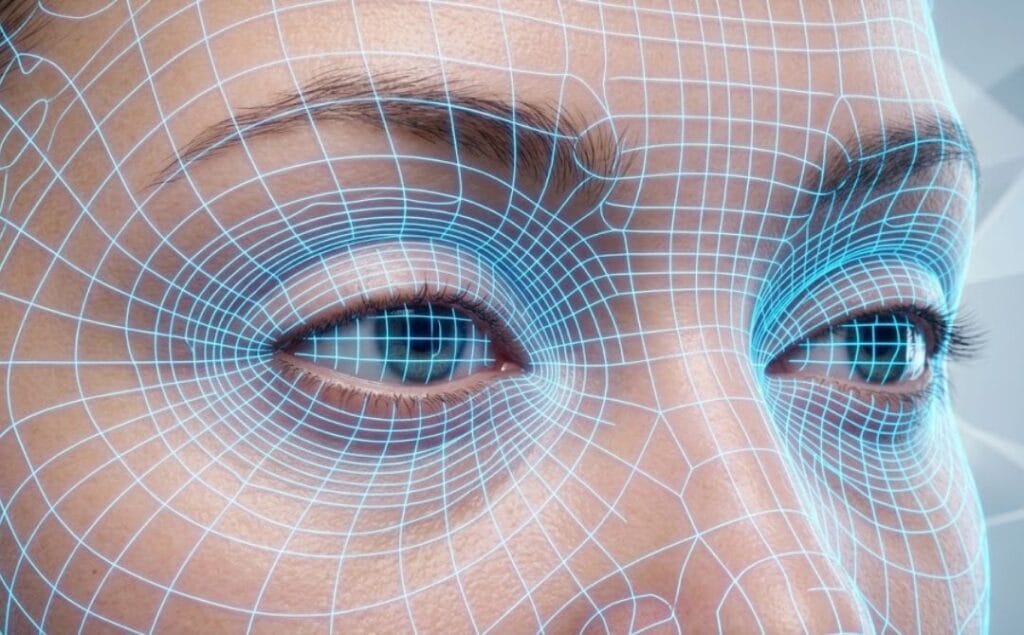 Детальное 3D-сканирование, показывающее анатомию области век.