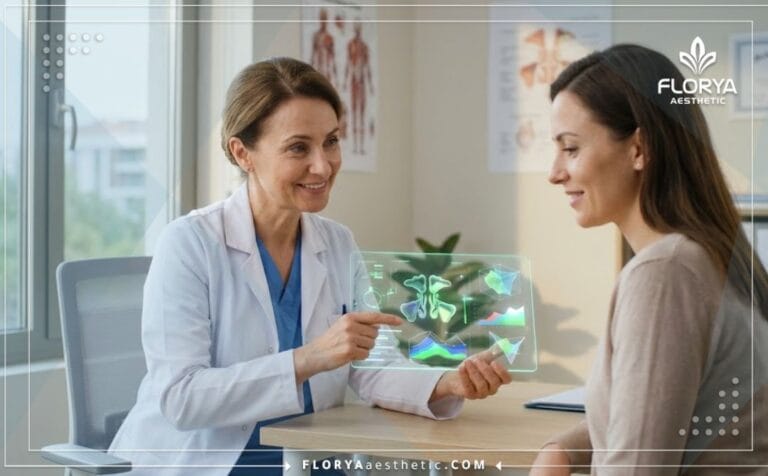 طبيب متخصص يناقش خطة جراحة الجيوب الأنفية بالمنظار في تركيا باستخدام تقنيات حديثة.