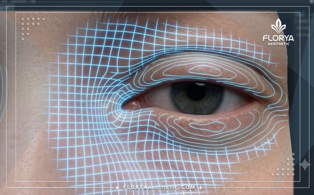 Scan numérique 3D de l'anatomie du coin interne de l'œil.