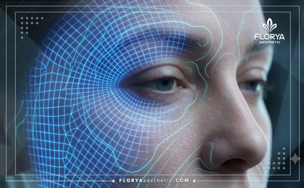 مسح ضوئي رقمي ثلاثي الأبعاد يوضح تفاصيل منطقة العين بدقة