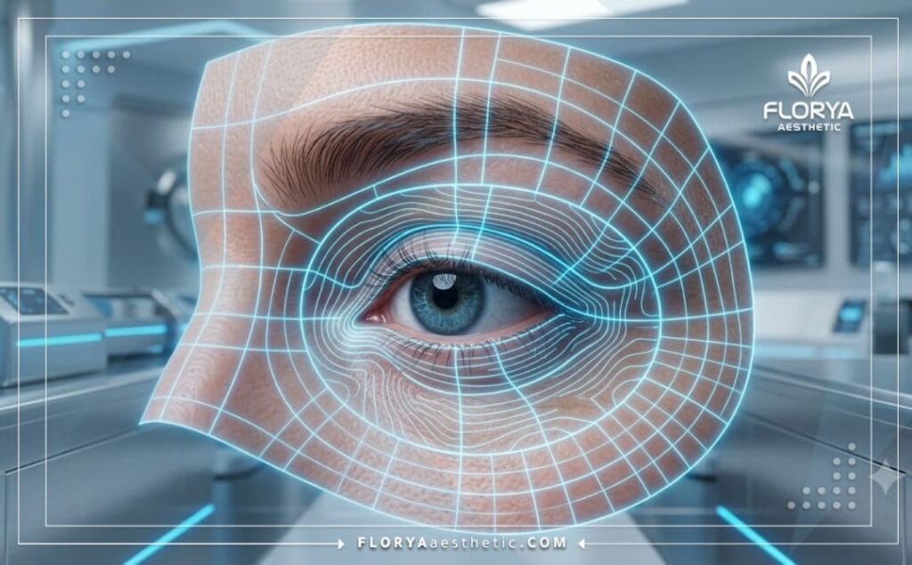 فحص رقمي ثلاثي الأبعاد لمنطقة العين لتقييم إجراء شد الجفون