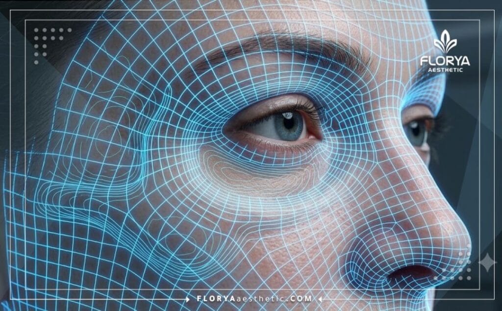 مسح رقمي ثلاثي الأبعاد لمنطقة العين يوضح تفاصيل دقيقة وتخطيط احترافي