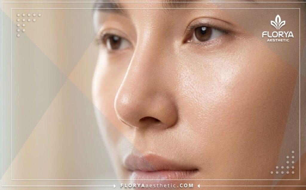 Flawless and natural aesthetic outcome of a successful rhinoplasty procedure.