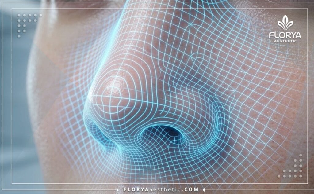 Escaneo 3D digital de alta tecnología de la estructura nasal.