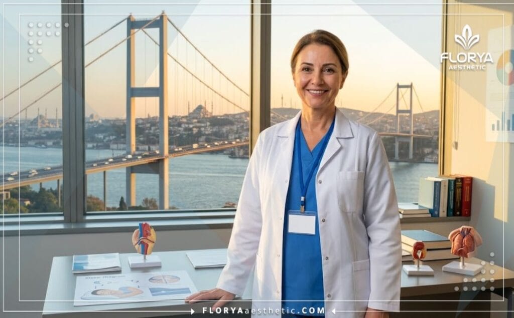 Cirujano experto en rinoplastia sonriendo en Estambul, Turquía.