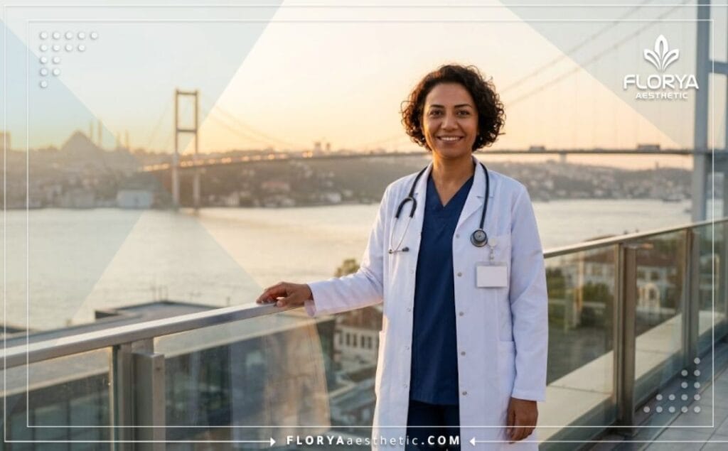 Chirurgien souriant à Istanbul prêt à accueillir les patients internationaux.
