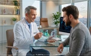 طبيب محترف يناقش خطة تجميل الأنف الطويل للرجال في تركيا باستخدام تقنيات لوحية حديثة