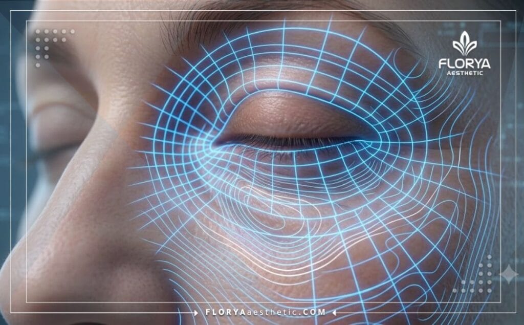 High-tech 3D macro surface scan of the under-eye area anatomy