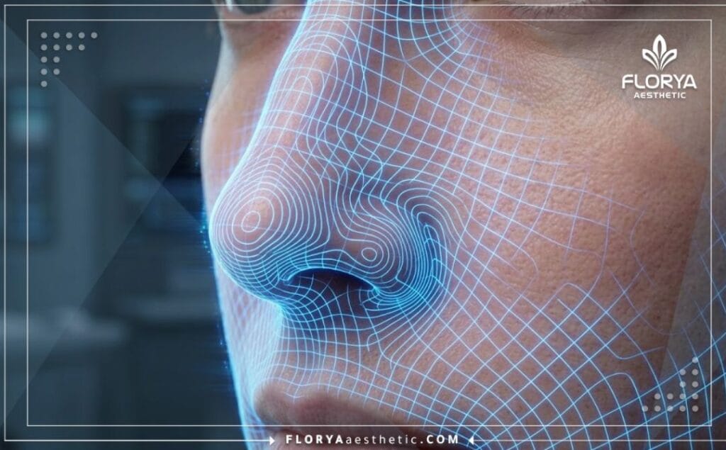 High-tech digital 3D scan highlighting the nasal anatomy for precise surgical planning