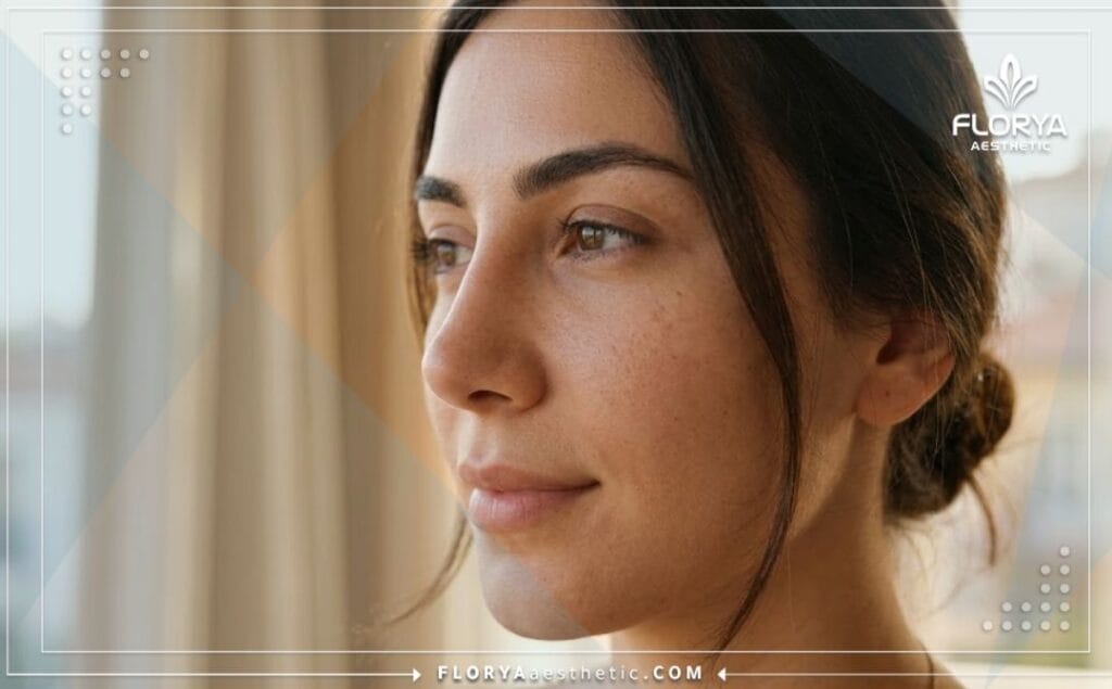 Close-up of a flawless, natural-looking nose resulting from a successful aesthetic procedure