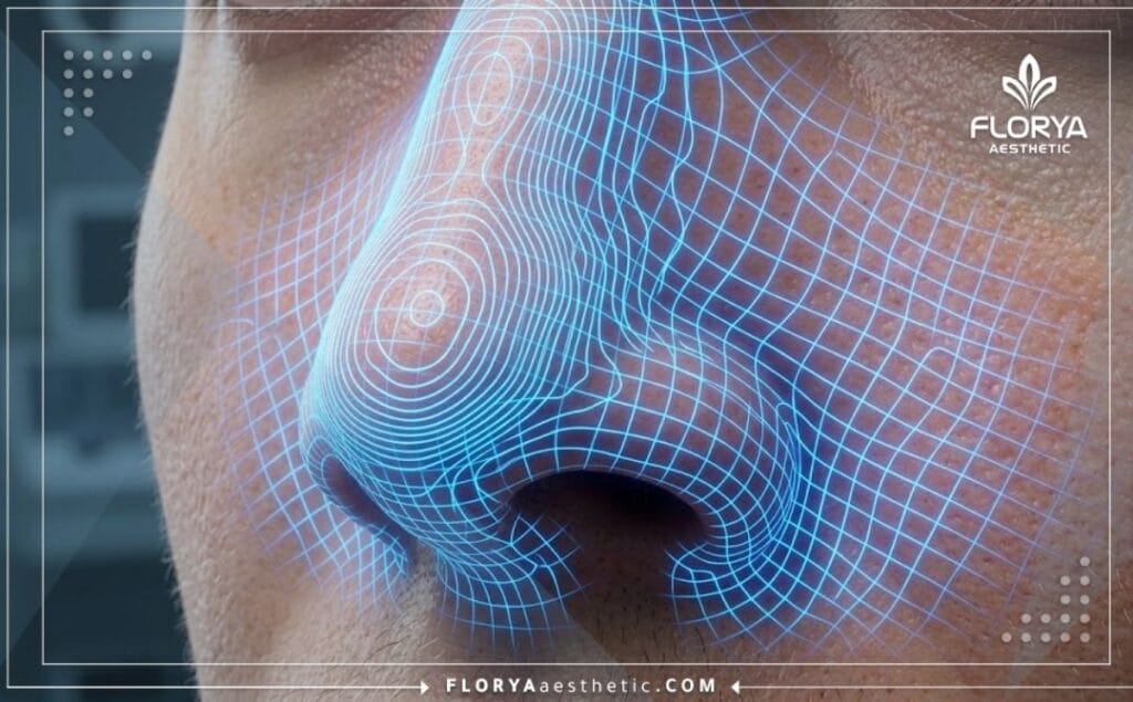 Scan 3D détaillé de la surface nasale montrant la précision de la chirurgie