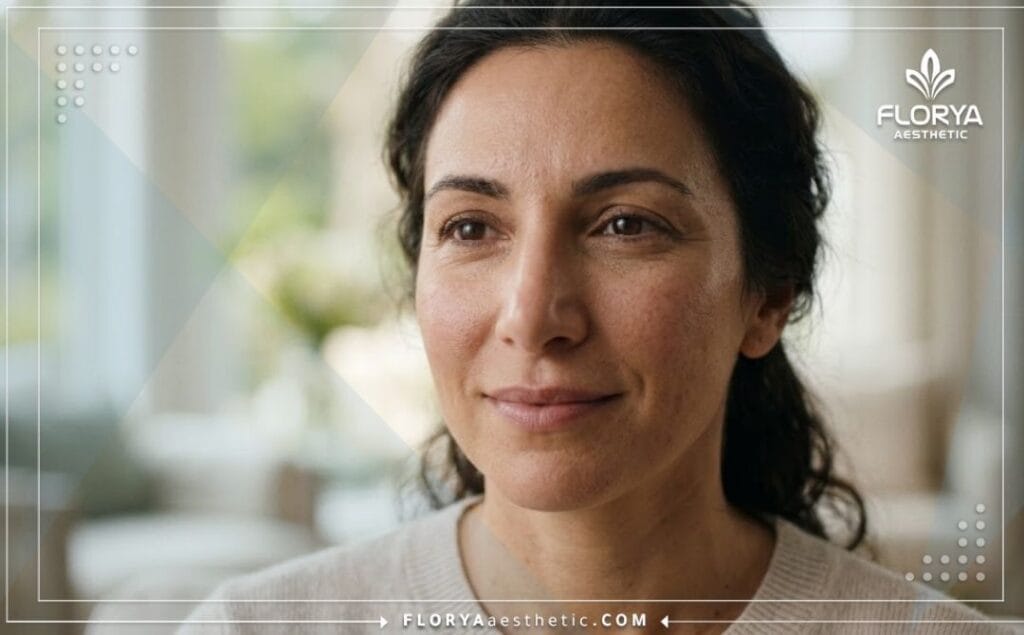 صورة مقربة تظهر النتائج الطبيعية والمثالية لعملية إعادة بناء وتجميل الأنف