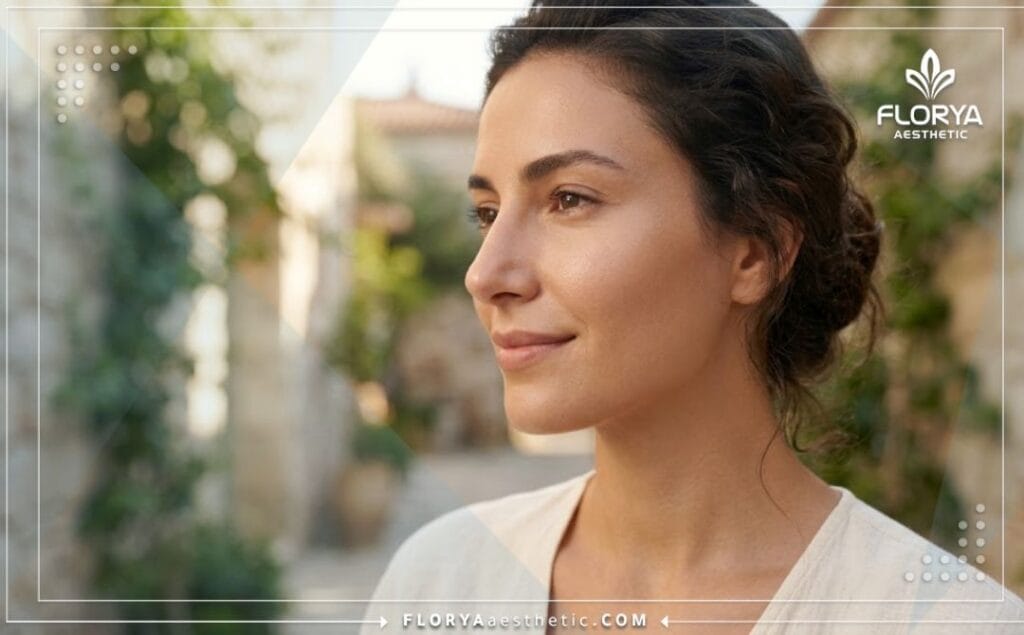 Close up of a flawless natural aesthetic result following a non surgical nose filler treatment