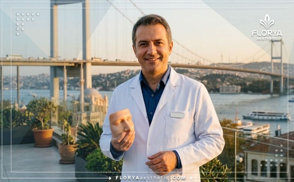 طبيب تجميل متخصص في إسطنبول مع إطلالة خلفية على معالم المدينة