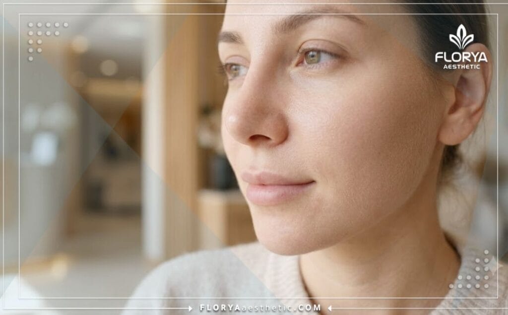 Close-up showing the flawless and natural aesthetic outcome of a perfect nose job.