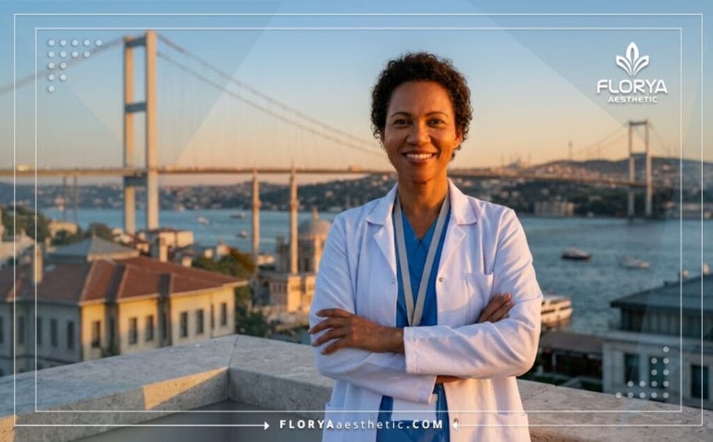 Cirujano experto dando la bienvenida a los pacientes en Estambul