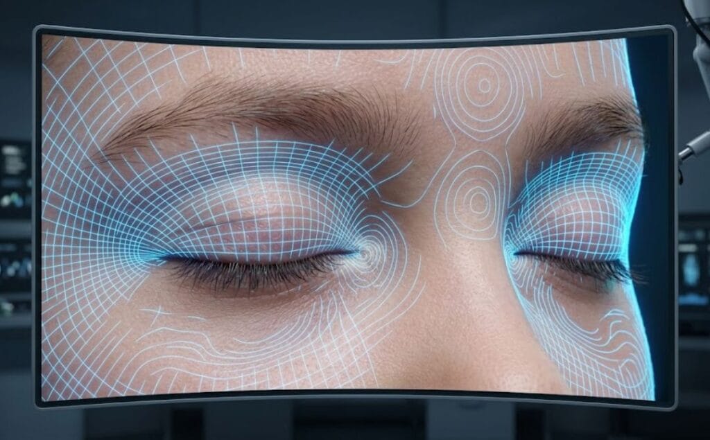 High-tech 3D macro surface scan of the eyelid area for surgical planning.
