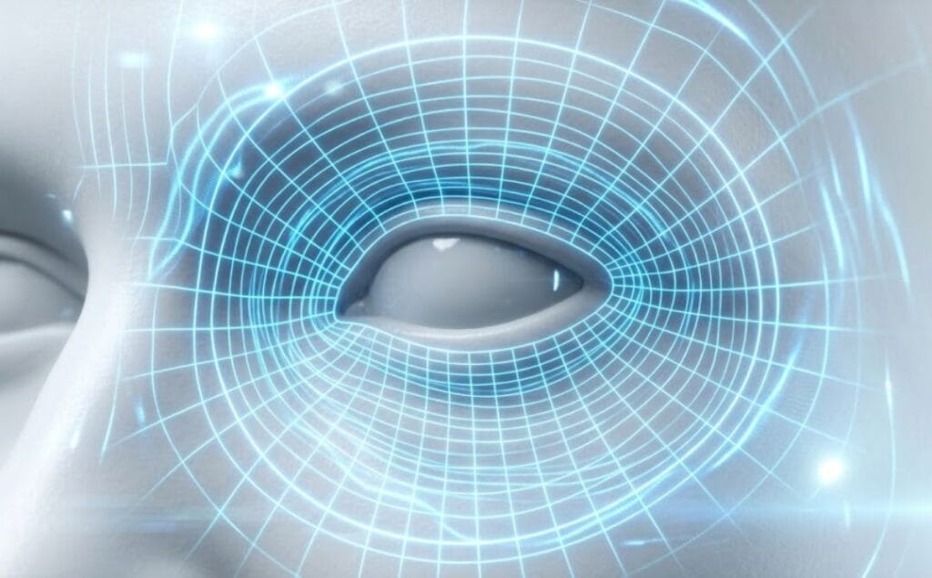 Scan 3D numérique de haute technologie ciblant la zone périorbitaire.