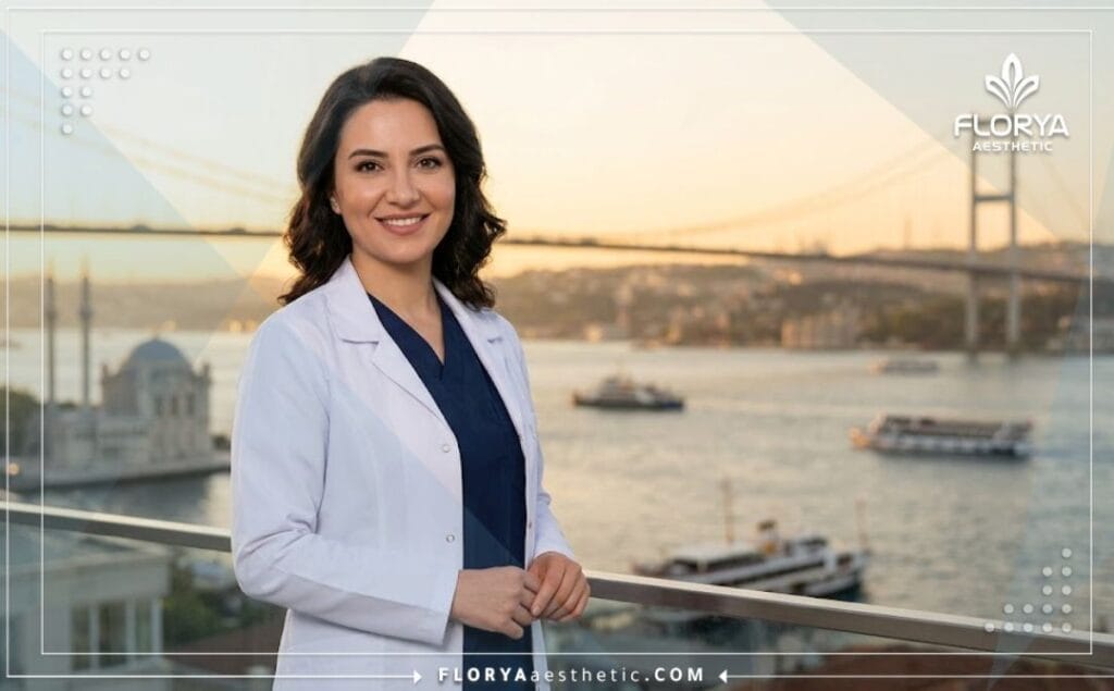 Spécialiste de la Rhinoplastie conservatrice accueillant les patients avec Istanbul en arrière-plan