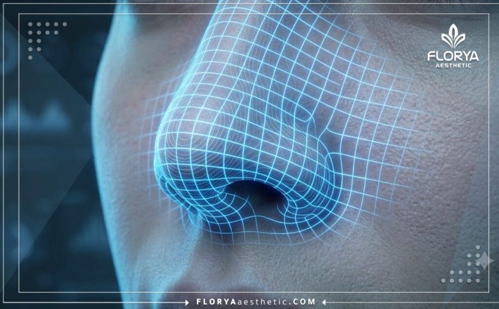 Scan 3D détaillé de la zone nasale illustrant la précision chirurgicale