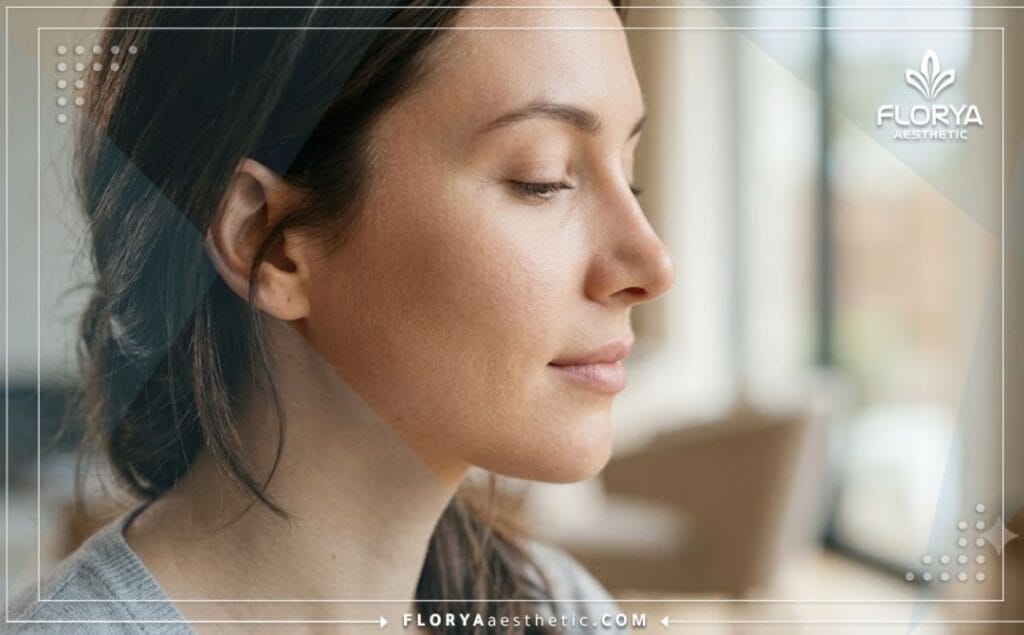 Close up highlighting the flawless and natural result of a cosmetic nose procedure.