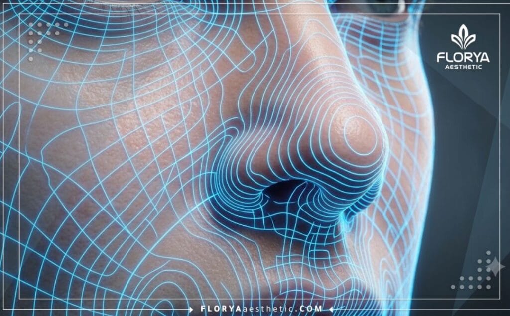 3D macro surface scan of the nose showing digital contour lines