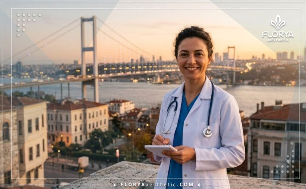 Experienced rhinoplasty surgeon welcoming international patients in Istanbul with Bosphorus view.
