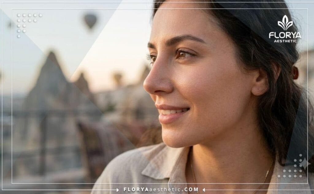 Close-up of a flawless and natural aesthetic result following a successful nose surgery.