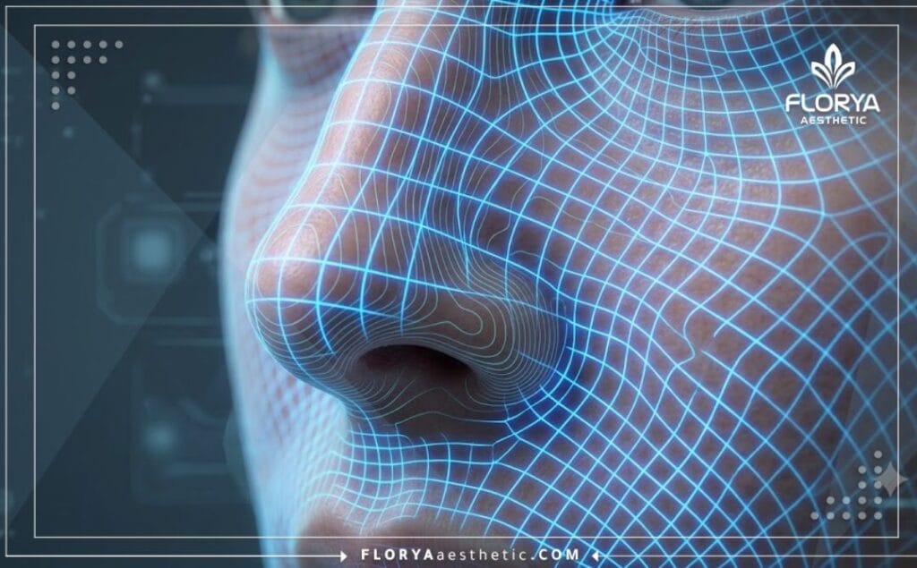High-tech 3D macro surface scan of the nasal area for surgical precision.