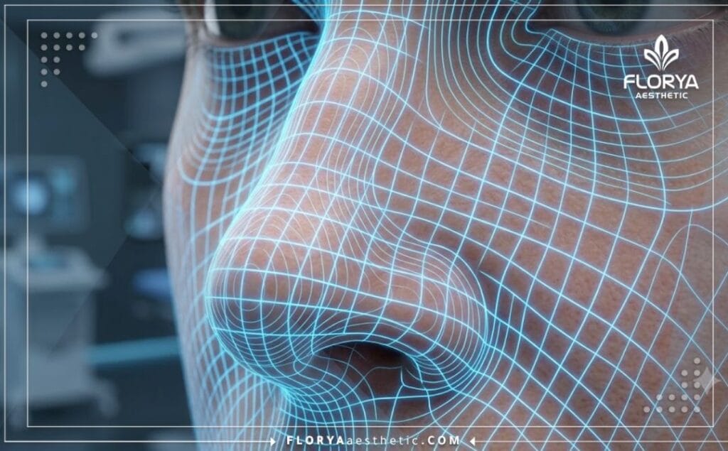 High-tech 3D digital mesh scan of the specific nasal anatomical area