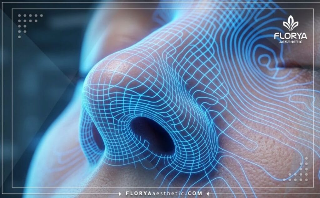 High-tech 3D macro surface scan focusing on the nasal structure